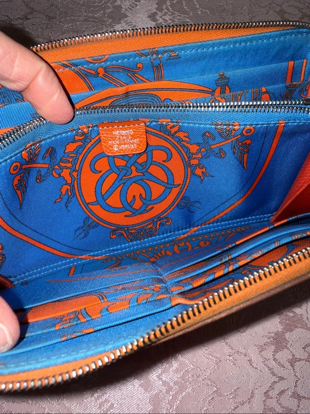 Hermes Men's Azap Leather Zip Wallet - Orange